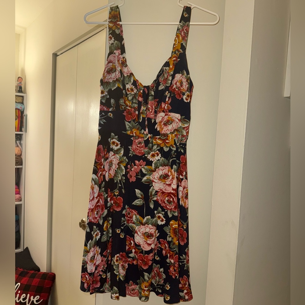 Charlotte Russe Black and Pink Floral Midi Dress